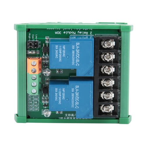 2 Channel 30A 24V Relay Module Opto Coupler Isolation Low High Trigger