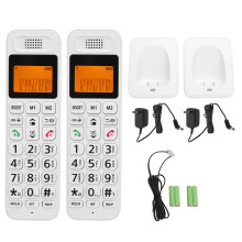 (US Plug White) Gelbe DECT 6.0 Schnurlostelefon 2 Handgeräte Großes Display EU