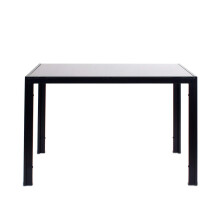 Glass Dining Table, 120cm Kitchen Table with Tempered Glass Top and Metal Frame for Dining Room Meeting Room, Black