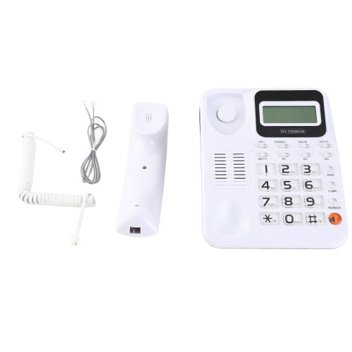 (Noir) ABS Wired Telephone with Speaker Caller ID Display Calculator White
