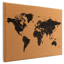 World Map Frameless Cork Board, 60x40 cm