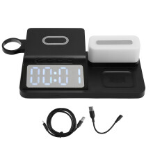 (White) Multifunktionswecker mit Wireless Charger und Nachtlicht