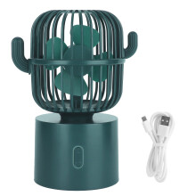 (White) Mini-Kaktus-Lüfter USB-Nachladbar Tragbar Desktop Grün