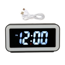 (Black) 3-in-1-Alarmladeuhr mit Nachtlicht, Temp-Anzeige, Schwarz