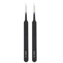 (ESD-13( Flat Tip )) 2x ESD-13 Antistatische Pinzette, gerade, Edelstahl, Flachspitze