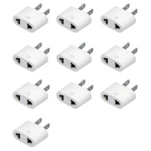 10x Steckeradapter 125V 10A 1000W Weiß Universal Reise