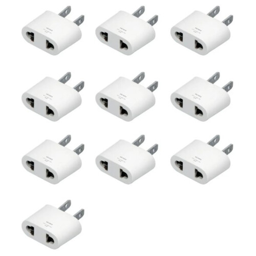 10x Steckeradapter 125V 10A 1000W Weiß Universal Reise