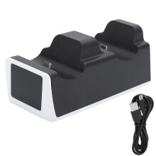 (Black) PS5-Controller-Dual-Ladestation mit LED, Schwarz