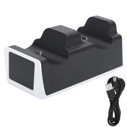 (Black) PS5-Controller-Dual-Ladestation mit LED, Schwarz