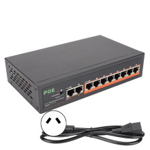 (EU Plug) 8 Port PoE Switch 10/100Mbps 90W RJ45 LED Aluminium Alloy AU Plug