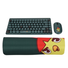 (Green) Wireless Keyboard Mouse Combo 2.4G USB Ergonomic Green