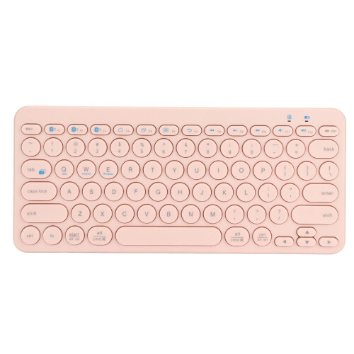 (Black) Wireless Bluetooth Keyboard 78 Keys Round Slim Retro Quiet Pink