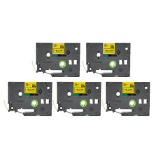 5 Stk. Schwarz auf Gelb 2mm Etikettenband für Ptouch TZE231