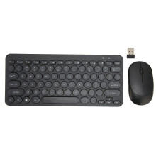 (White) 2.4G Wireless Keyboard Mouse Combo 78 Key Retro Black