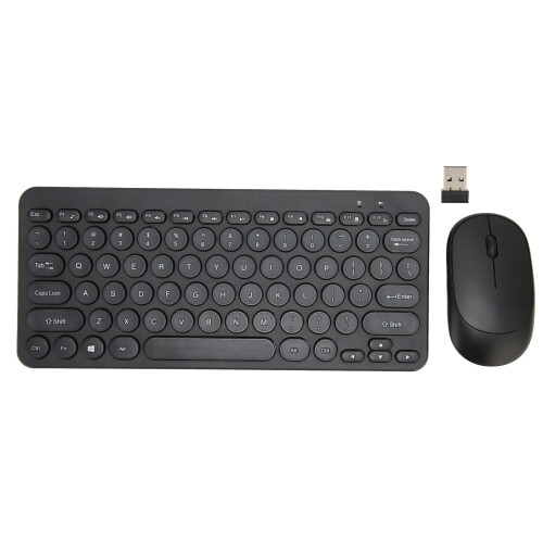 (White) 2.4G Wireless Keyboard Mouse Combo 78 Key Retro Black