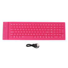 (Black) Faltbare Silikon-Tastatur 108 Tasten Wasserdicht Pink