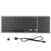(Black) Drahtlose Tastatur 2.4G RGB Touchpad Tragbar Grau