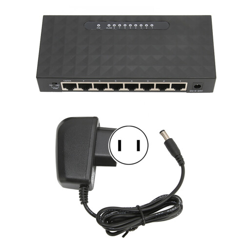(US Plug) Gigabit-Netzwerkswitch 1000Mbit/s 8 Ports selbstadaptiv Ethernet