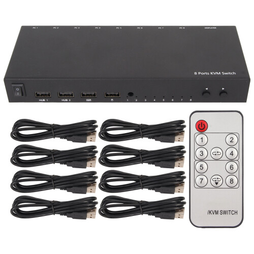 USB KVM Switch 8 Ports 4K 30Hz 3D 1080P DDC Remote