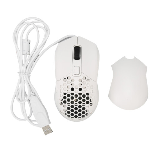 (Black) Ergonomic RGB Backlit Gaming Mouse 4.9ft Cable Adjustable DPI White