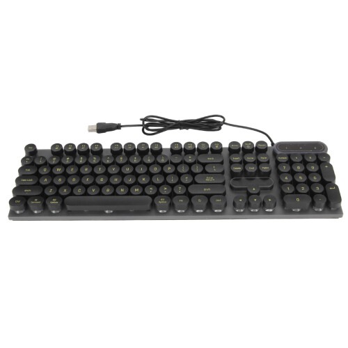 (Punk White) Gaming Keyboard USB 104 Keys Backlit Ergonomic Waterproof Black