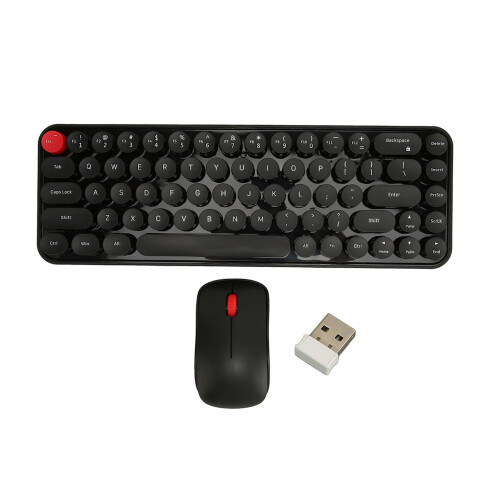 (Black) Wireless Keyboard Mouse Combo Mini Portable Silent 2.4G 68 Keys Black