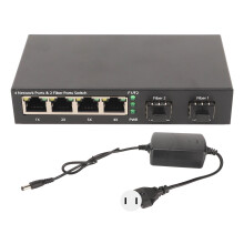 (UK Plug) SFP Fiber Switch 6Port 10/100/1000M Self Adaptive LED 100-240V US