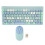 (Blue) Wireless Keyboard Mouse Retro 86 Keys 2.4G Wireless Blue 1
