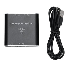 Gigabit Ethernet Splitter 1 to 2 1000Mbps RJ45 Adapter for IPTV