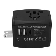 (White) Universal-Reiseadapter 6A, 2xUSB3.0, USB-C, weltweit nutzbar