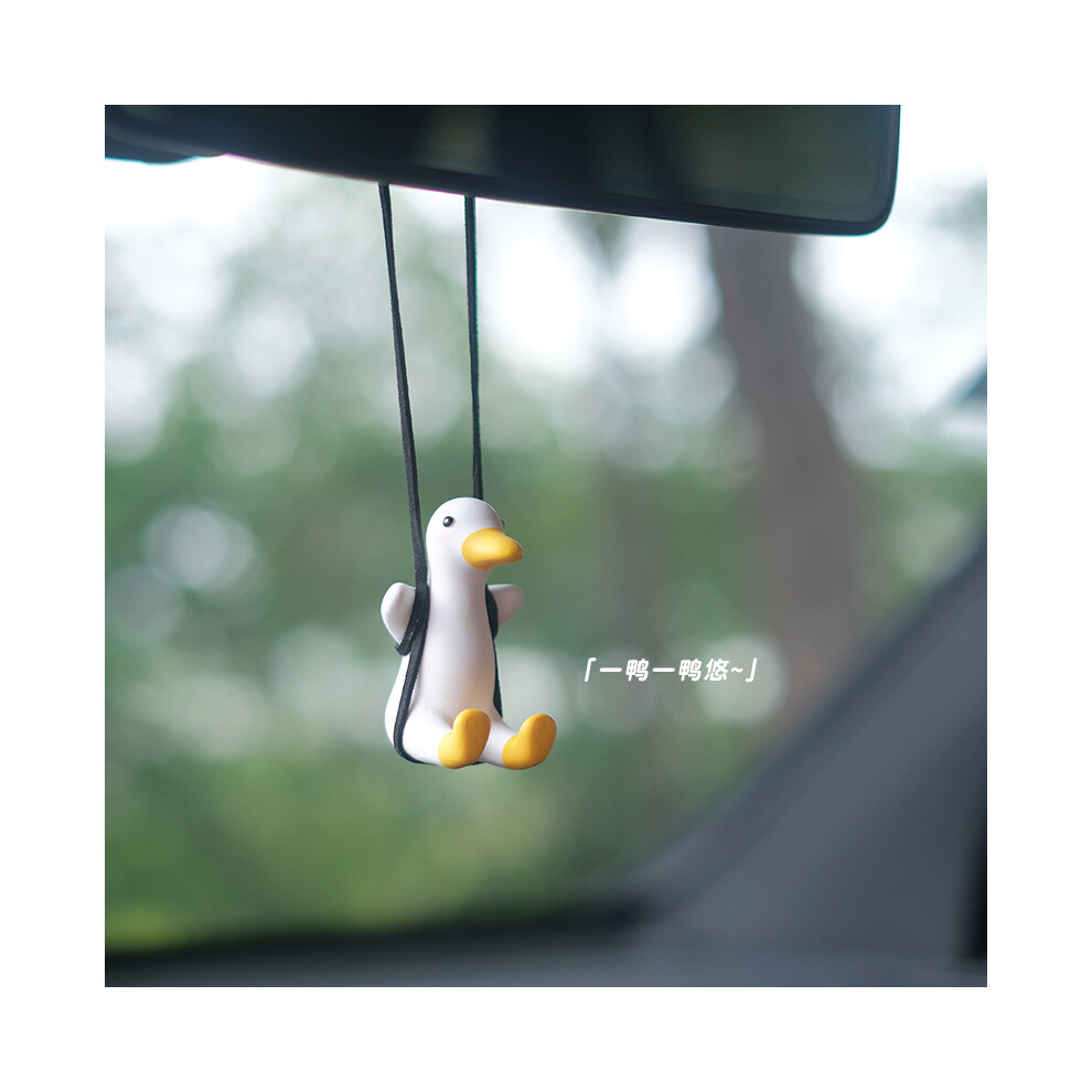 Cute Duck Car Pendant Swinging Rearview Mirror Accessory 609610561712