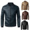 Herren Lederjacke Slim Fit PU Schwarz XL 1