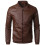Herren Lederjacke Slim Fit PU Schwarz XL 4