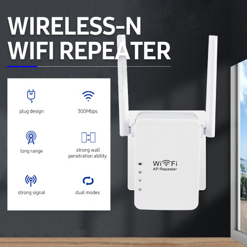 WiFi Repeater AP Range Extender 300Mbps Dual Antennas EU Plug