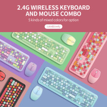 Mofii 666 Wireless Keyboard Mouse Combo 110 Key Punk Keycaps Pink