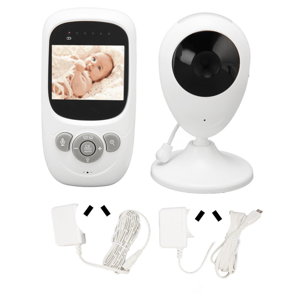 (AU Plug) Baby Monitor 2.4GHz Camera 2.4in LCD Night Vision Temp 8 Lullabies