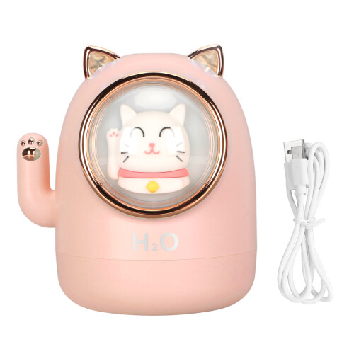 (Pink) Luftbefeuchter Aroma Diffusor Katze 400ml Timer Deko Pink