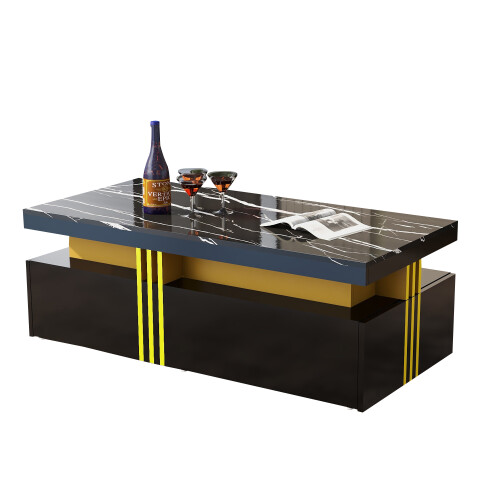 NECHE Modern black rectangular coffee table