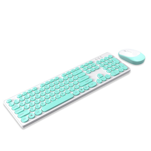 T-WOLF TF770 2.4G Wireless Keyboard Mouse Combo Punk Round Keycap Blue 1