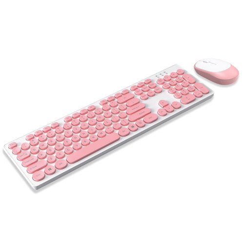 T-WOLF TF770 2.4G Wireless Keyboard Mouse Combo Punk Round Keycap Pink 2