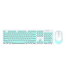 T-WOLF TF770 2.4G Wireless Keyboard Mouse Combo Punk Round Keycap Blue