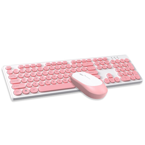 T-WOLF TF770 2.4G Wireless Keyboard Mouse Combo Punk Round Keycap Pink 1