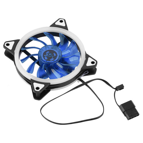 12cm Ultra-leiser PC CPU Lüfter 3/4 Pin 2 LED (Blau)