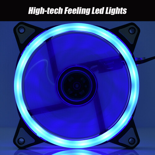 12cm Ultra-leiser PC CPU Lüfter 3/4 Pin 2 LED (Blau) 2