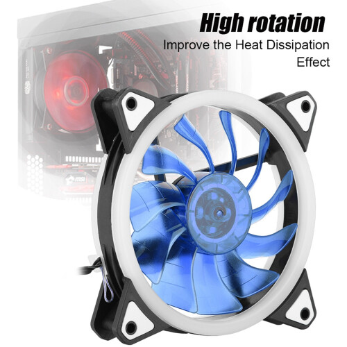 12cm Ultra-leiser PC CPU Lüfter 3/4 Pin 2 LED (Blau) 1