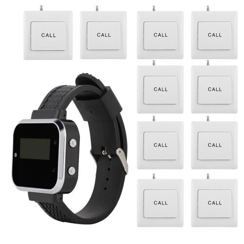 1Pcs Wrist Watch Receiver Smart Call Button 10Pcs Pager 1