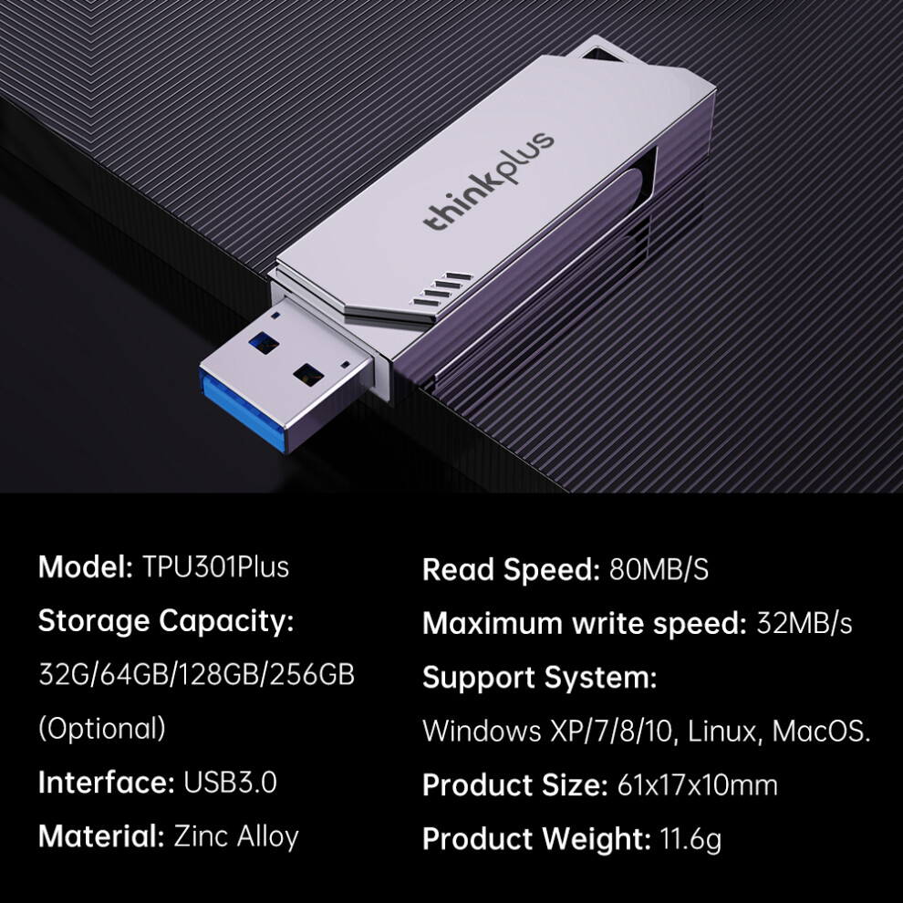 Thinkplus Tpu301plus 64Gb Usb3.0 U Disk Flash Drive For Tablet Laptop 609610554653