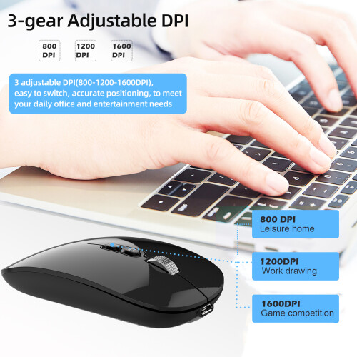M103 2.4G+BT5.1 Wireless Mouse Ergonomic 3-Gear DPI 500mAh Grey 1