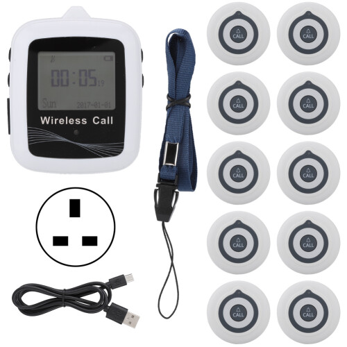 Wireless Waiter Calling System 10 Pagers Watch Receiver