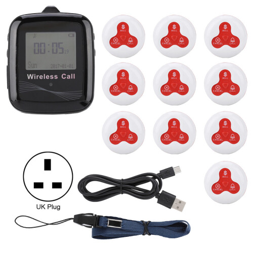 Restaurant-Paging-System, Mobil-Empfänger, 10er-Set, Weiß, Silikon